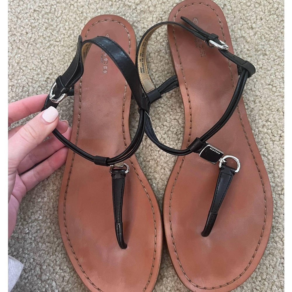 Coach Black Leather Women's Sandals